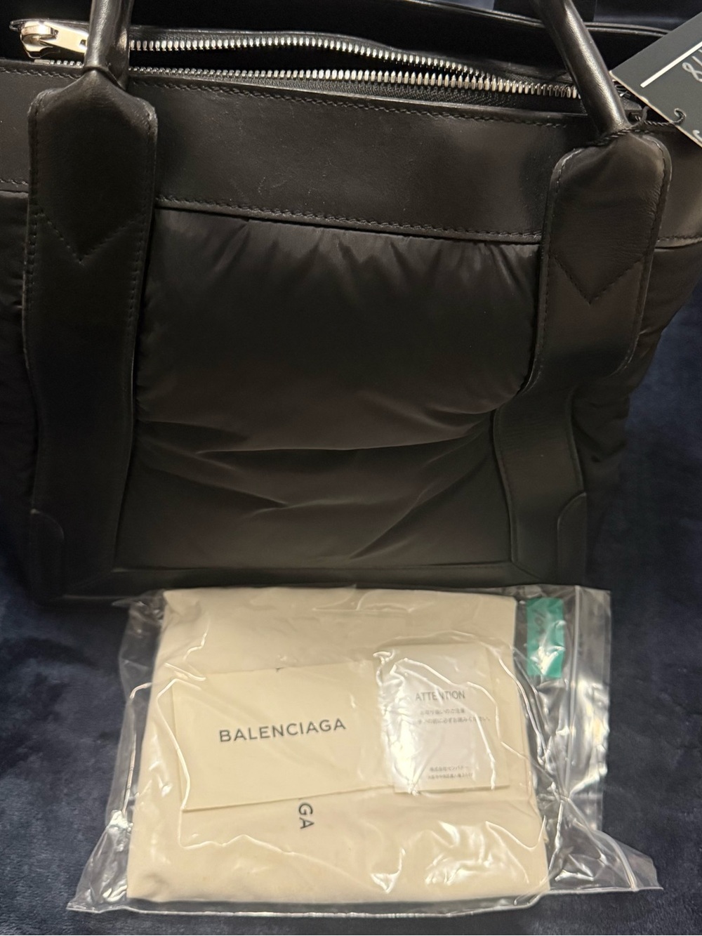 Balenciaga Black Leather and Nylon Briefcase Tote